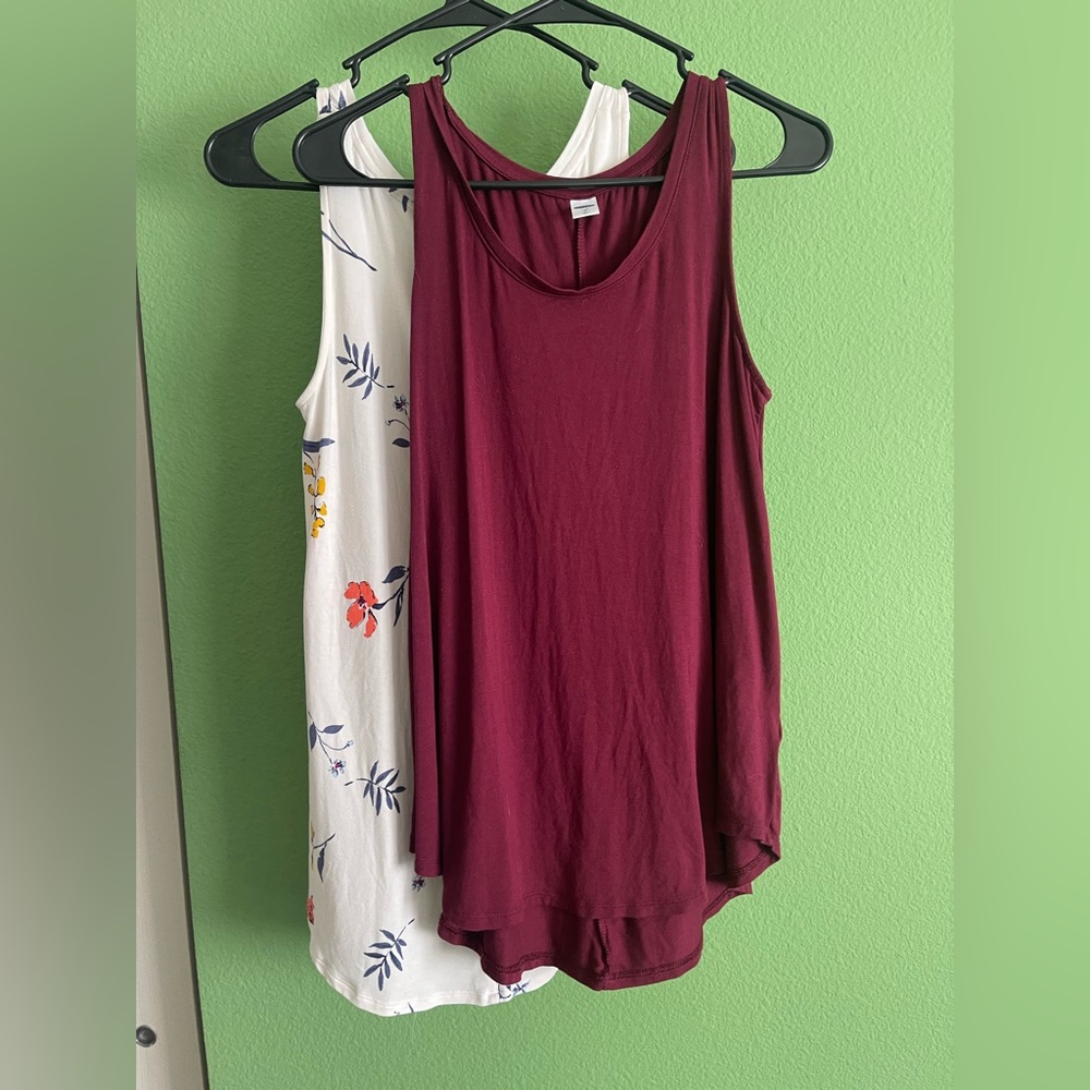 Old Navy tank tops, red, floral, sold together only